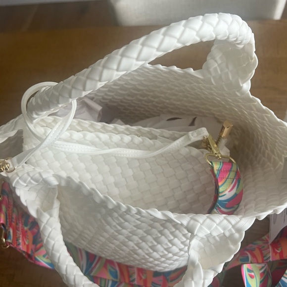 Ah dorned Lily Medium woven neoprene crossbody tote in white SOLD - Picture 2 of 2